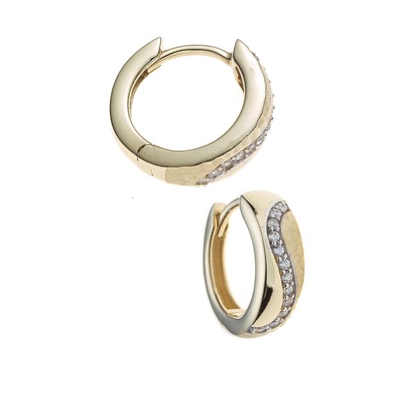 Paar Creolen Jobo "Ohrringe Goldohrringe 13 Mm", Gold (Gelbgold 333, Weiß), Ohrringe, Damen, 13,2Mm, Gelbgold 333, 333 Gold Bicolor Mit 24 Zirkonia-image