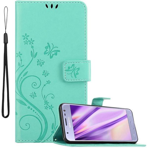 Cadorabo Cover Per Samsung Galaxy J3 2017 Cover Protettiva In Turchese Cover Protettiva Cover Per Telefono Cellulare Custodia Fiori Custodia Fiori-image