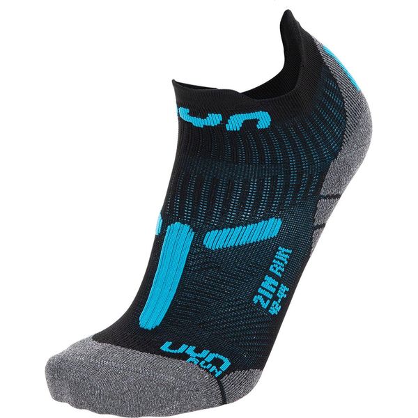 Uyn Calzini Da Corsa Da Uomo - Calzini 2IN, Calzini, Poliammide, Logo Nero/Grigio/Turchese 45-47-image