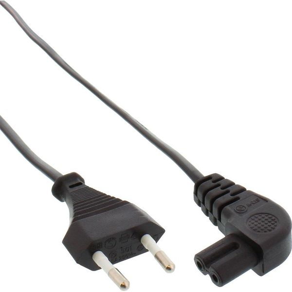 Inline® 16654G Netzkabel, Netzstecker Auf Euro 8 C7 Stecker, Gewinkelt, 2,0M-image