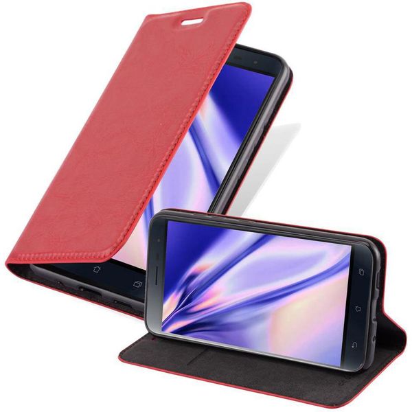 Cadorabo Custodia Per Asus Zenfone 3 (5,5 Pollici) Custodia Protettiva In Rosso Telefono Cellulare Custodia Cover Chiusura Magnetica-image