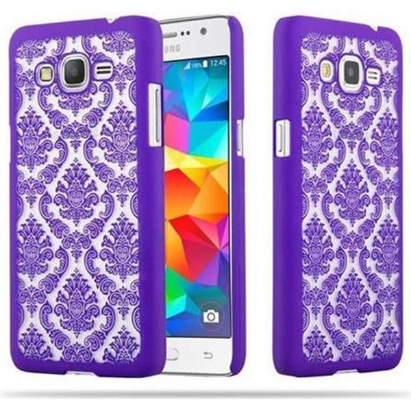 Cadorabo Cover Per Samsung Galaxy Grand Prime Cover Protettiva In Viola Custodia Rigida Cover Protettiva Cover Fiori Cover Per Telefono Cellulare-image