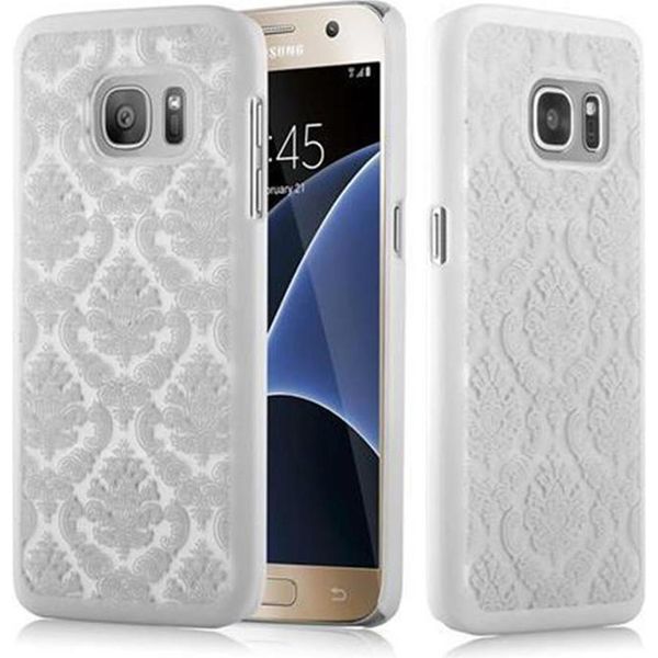 Cadorabo Cover Per Samsung Galaxy S7 Cover Protettiva In Bianco Custodia Rigida Cover Protettiva Cover Fiori Cover Per Telefono Cellulare-image