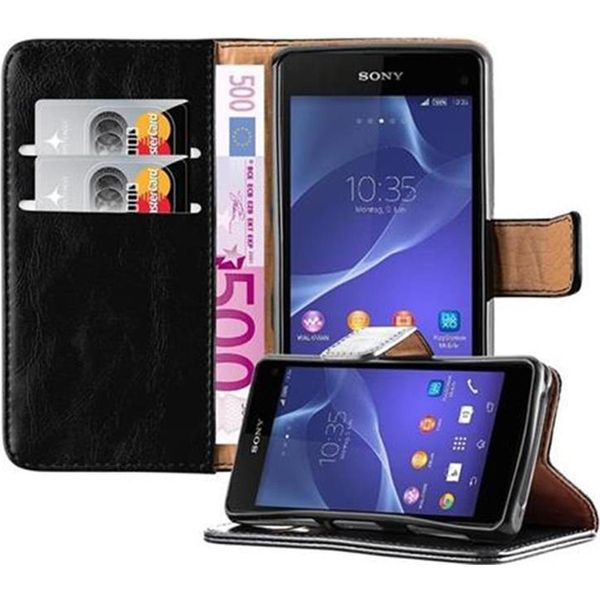 Cadorabo Cover Per Sony Xperia Z1 Compact Cover Protettiva In Nero Cover Per Cellulare Custodia Libro Custodia-image