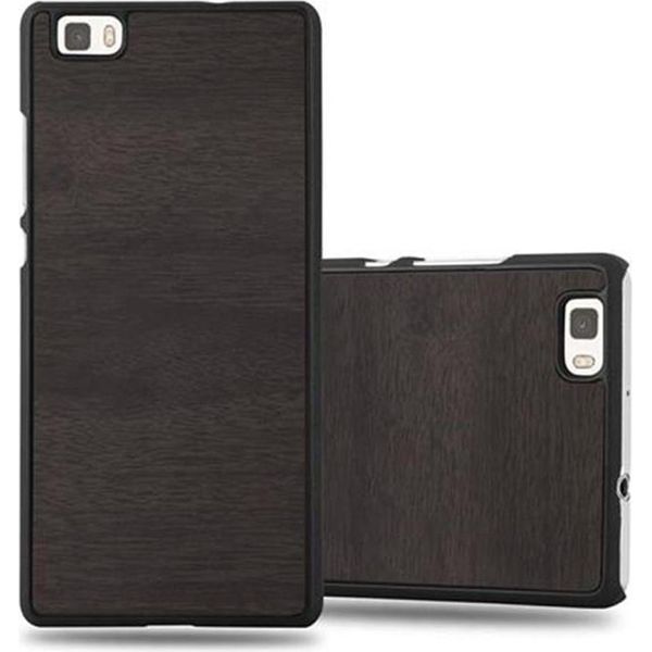 Cadorabo Cover Per Huawei P8 Lite 2015 Cover Protettiva In Nero Custodia Rigida In Legno Look Custodia Per Cellulare-image