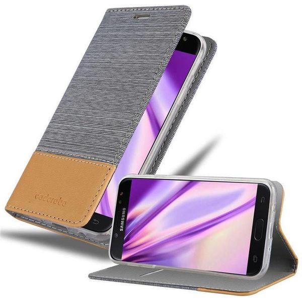 Cadorabo Custodia Per Samsung Galaxy J7 2017 Custodia Protettiva In Grigio Custodia Per Cellulare Custodia A Libro Cover-image