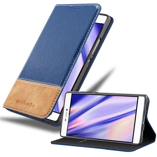 Cadorabo Custodia Per Huawei P8 Custodia Protettiva In Blu Shandy Custodia A Libro Custodia In Similcuoio-image