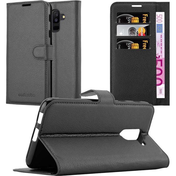 Cadorabo Cover Per Samsung Galaxy A6 Plus 2018 Cover Protettiva In Nero Custodia Per Telefono Cellulare Cover Chiusura Magnetica-image