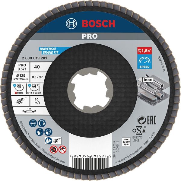 Bosch Disco Lamellare X571 Best For Metal Angolato 125 Mm K 40 Fibra 10 Pz-image