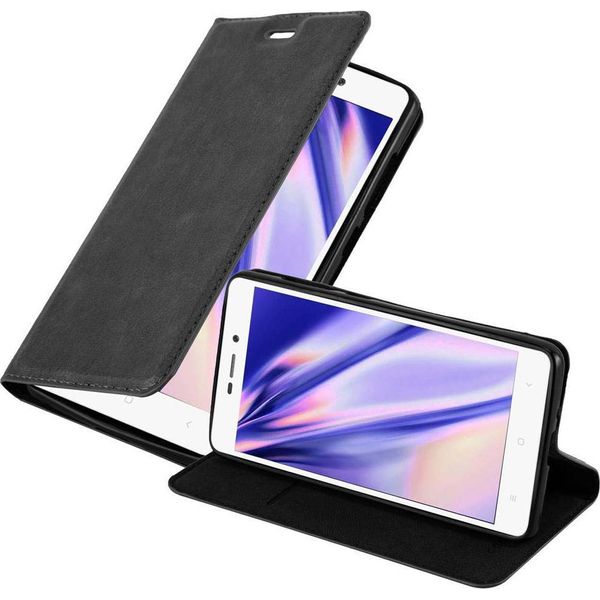Cadorabo Cover Per Xiaomi Redmi 3S Cover Protettiva In Nero Custodia Per Cellulare Cover Chiusura Magnetica-image
