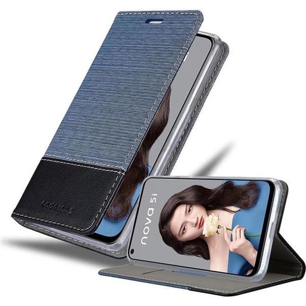 Cadorabo Custodia Per Huawei Nova 5I / P20 Lite 2019 Custodia Protettiva In Blu Custodia Per Telefono Cellulare Custodia A Libro Cover-image