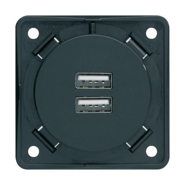 Presa Di Ricarica Usb Anth-Mt 2X 3A - Alimentatore Usb 2 Volte Antracite 926102505-image