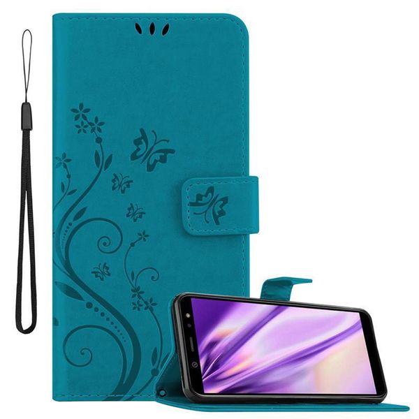 Cadorabo Cover Per Samsung Galaxy A6 2018 Cover Protettiva In Blu Cover Protettiva Cover Per Telefono Cellulare Cover Fiori Custodia Fiore-image