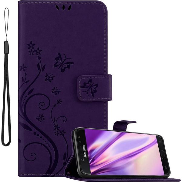 Cadorabo Cover Per Samsung Galaxy J7 2018 Cover Protettiva In Viola Cover Protettiva Cover Per Telefono Cellulare Custodia Fiori Custodia Fiori-image