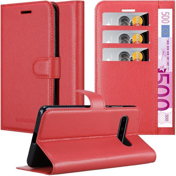 Cadorabo Custodia Per Lg V60 Thinq Custodia Protettiva In Rosso Custodia Per Cellulare Cover Chiusura Magnetica-image