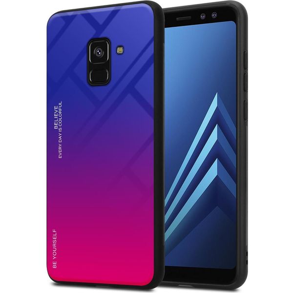 Cadorabo Custodia Per Samsung Galaxy A8 2018 Custodia Protettiva In Nero Custodia Per Telefono Cellulare Tpu Custodia Cover Vetro Temperato-image