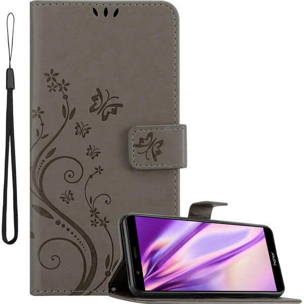 Cadorabo Cover Per Honor 7X Cover Protettiva In Grigio Cover Protettiva Cover Per Telefono Cellulare Cover Fiori Custodia Fiore-image