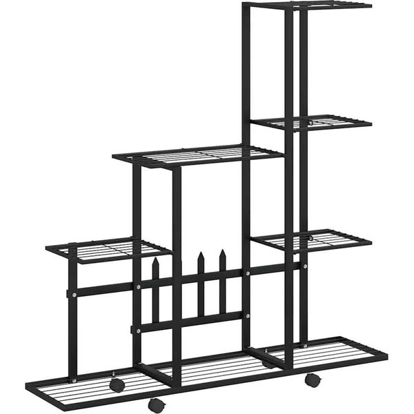 Vidaxl Portafiori Su Rotelle 94,5X25X92,5 Cm Metallo Nero-image
