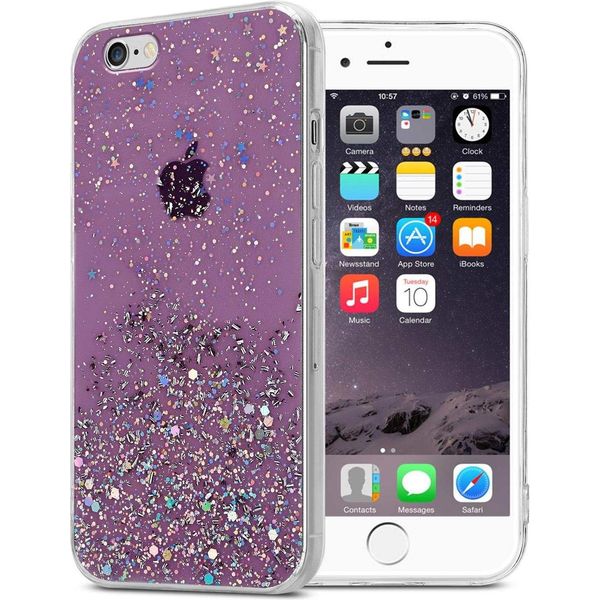 Cadorabo Custodia Per Apple Iphone 6 Plus / 6S Plus Custodia Protettiva In Viola Custodia Per Cellulare Custodia In Tpu Custodia Glitter Cover Custodia Glitter-image