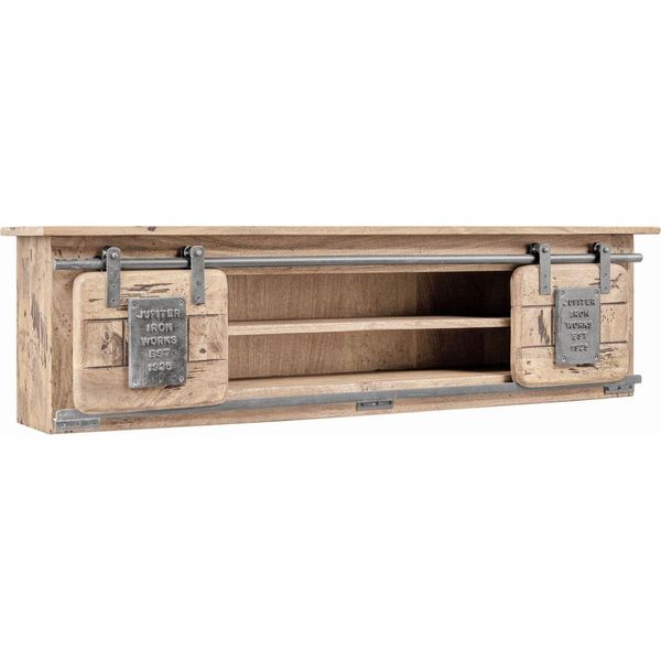 MASSIVMOEBEL24 | Mensola In Legno Di Mango 130X25X35 Sbiancato Laccato Railway #357-image