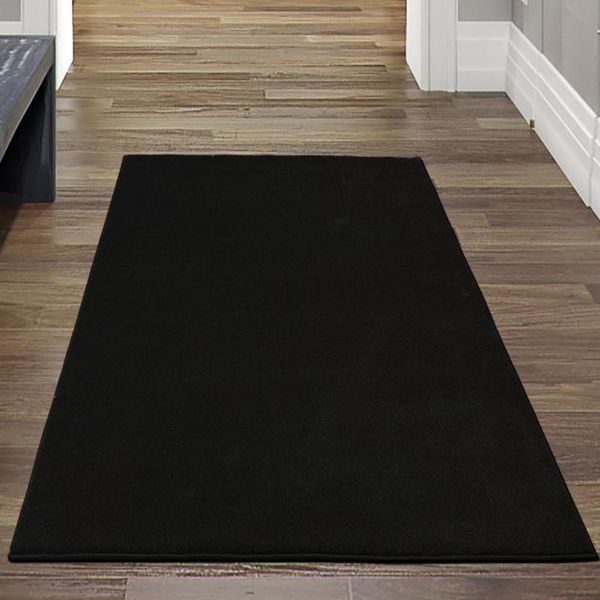 Tappeto Nero Tinta Unita Moderno Elegante Morbido Stile Living Dimensioni - 80 X 150 Cm-image
