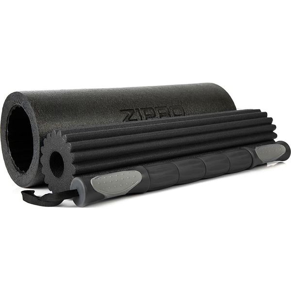 Set Massaggio Zipro Con Rullo Fascia E Rullo Massaggio - Palestra Fitness Pilates Physio - 3 Elementi Colore Nero-image