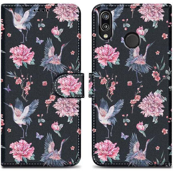Cadorabo Cover Protettiva Per Huawei P20 Lite 2018 / Nova 3E Cover Design Nero Custodia Per Cellulare Custodia Protettiva Custodia Magnetica-image