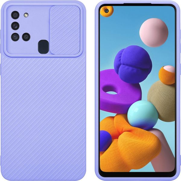 Cadorabo Custodia Per Samsung Galaxy A21S Cover Protettiva In Viola Custodia Del Telefono Cellulare Tpu Custodia Cover Protezione Fotocamera-image