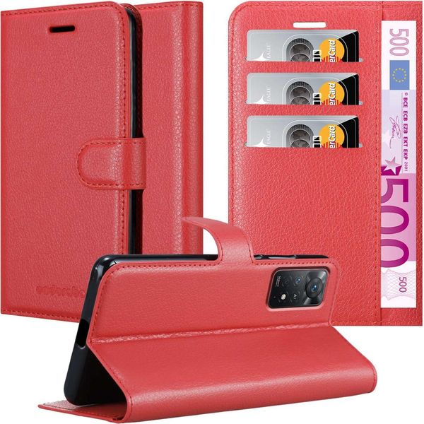Cadorabo Cover Per Xiaomi Redmi Note 11 Pro 4G / 5G Cover Protettiva In Rosso Custodia Per Cellulare Cover Chiusura Magnetica-image
