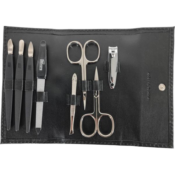Set Per La Cura Delle Unghie 8 Pezzi In Vera Pelle | Manicure Pedicure | Solingen | Germany Nero-image
