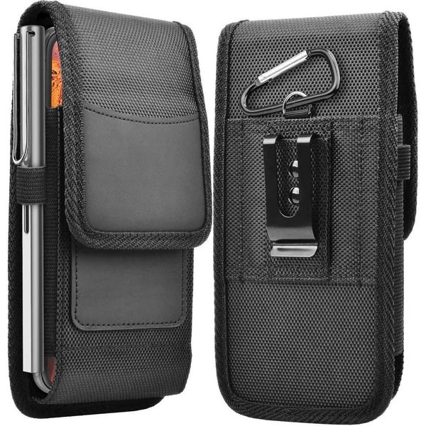 Cadorabo Custodia Per Cellulare Con Clip Da Cintura Per Lg Q7 / Q7A / Q7+ In Nero - Pratica Custodia Protettiva Con Moschettone Custodia Custodia Cover Con Portapenne-image