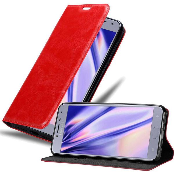 Cadorabo Custodia Per Samsung Galaxy J4 2018 Custodia Protettiva In Rosso Custodia Per Cellulare Cover Chiusura Magnetica-image