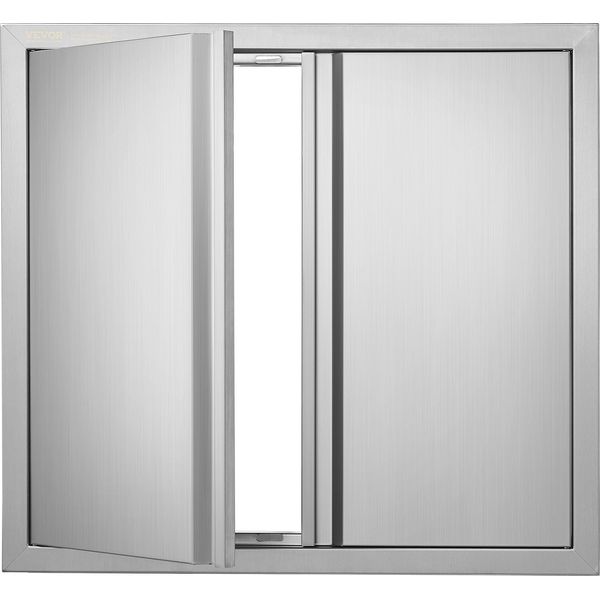 Vevor Porta Di Accesso Al Barbecue, 660 X 610 Mm, Doppia Porta Per Cucina Esterna, Porta A Incasso In Acciaio Inox, Porta Verticale A Parete Con Maniglie A Scomparsa, Per Isola Barbecue, Stazione Barbecue, Mobile Esterno-image