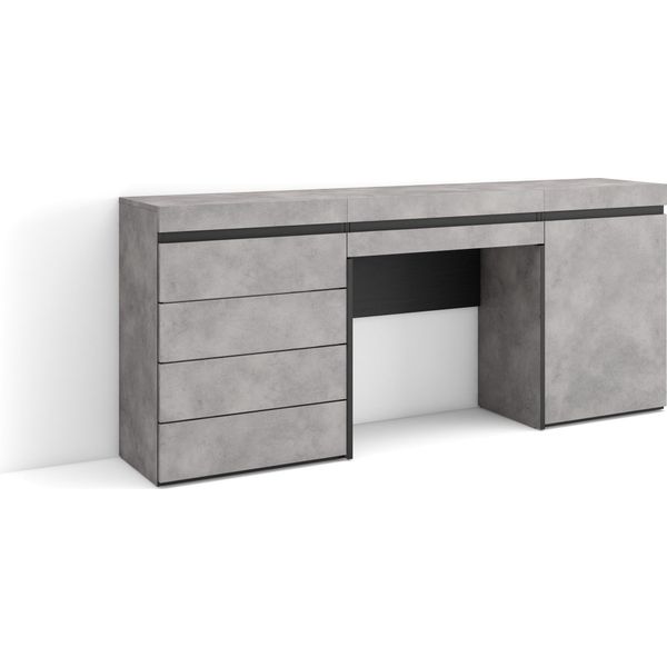 Tavolo Da Toeletta, 177X75X35Cm, Con Cassetto, Cassettiera, Cemento-image