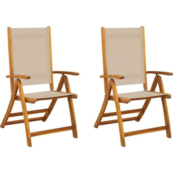 Vidaxl Sedie Da Giardino 2 Pz. Pieghevoli In Legno Massiccio Di Acacia E Textilene-image