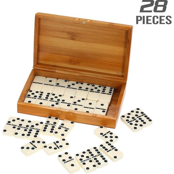 Doppio Set Di Sei Domino Gioco Di Intrattenimento Ricreativo Da Viaggio Giocattolo A Punti Neri Domino-image