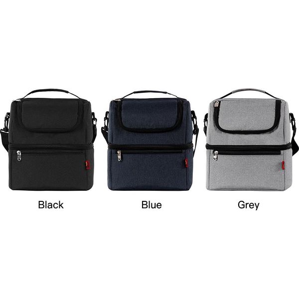 Borsa Per Il Pranzo Isolata A Due Piani Borsa Per Il Pranzo A Prova Di Perdite Borsa Frigo Borsa A Tracolla Per Uomini Donne Campeggio All'aperto Spiaggia Picnic-image