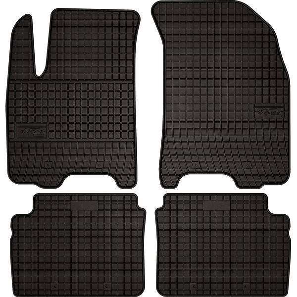 Tappetini Auto In Gomma Adatto Per Chevrolet Kalos (2004-2007, Hatchback, Berlina) Neri, Set 4 Pz, Con Fissaggi-image