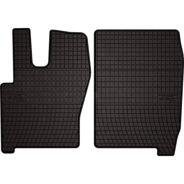 Tappetini Auto In Gomma Adatto Per Iveco Eurocargo Ii (2002-2008, Camion 120) Neri, Set 2 Pz, Con Fissaggi-image