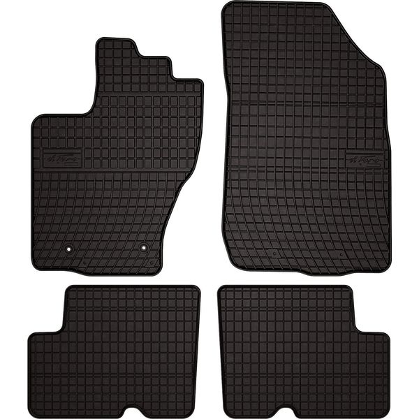 Tappetini Auto In Gomma Adatto Per Dacia Duster I (2014-2017, Suv - Po Faceliftingu) Neri, Set 4 Pz, Con Fissaggi-image