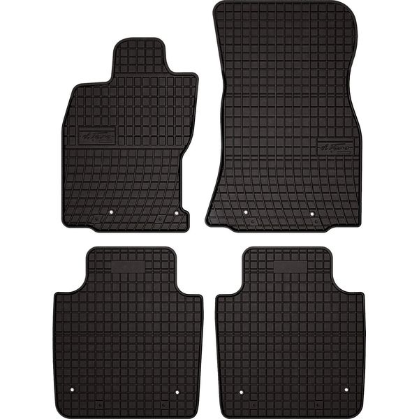 Tappetini Auto In Gomma Adatto Per Jaguar Xj Vii (2002-2009, Berlina) Neri, Set 4 Pz, Con Fissaggi-image