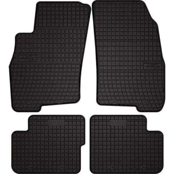 Tappetini Auto In Gomma Adatto Per Fiat Grande Punto (2005-2012, Hatchback) Neri, Set 4 Pz, Con Fissaggi-image
