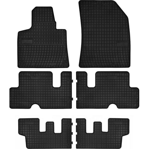Tappetini Auto In Gomma Adatto Per Citroen C4 Picasso Ii (2013-2019, 7 Posti) Neri, Set 6 Pz, Con Fissaggi-image