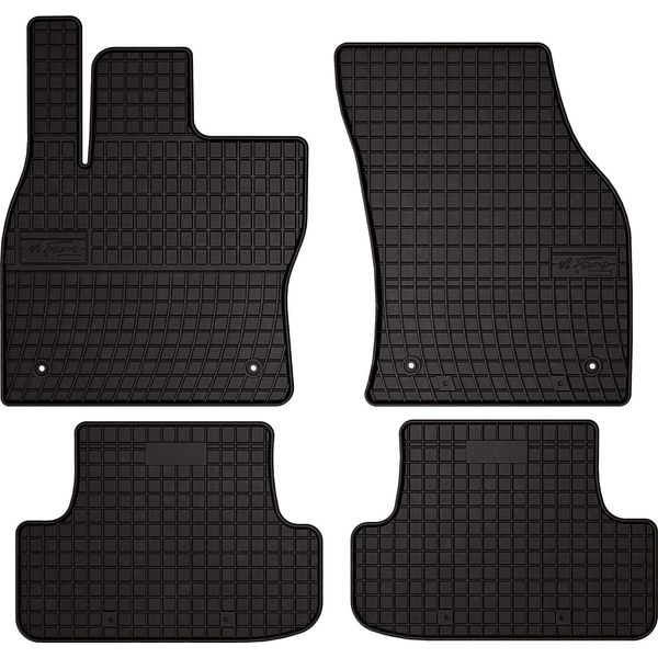 Tappetini Auto In Gomma Adatto Per Audi Q2 (2016-, Crossover) Neri, Set 4 Pz, Con Fissaggi-image