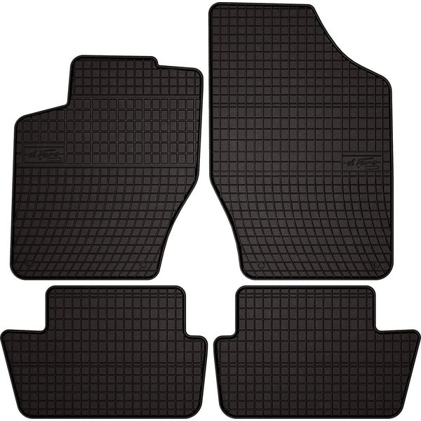 Tappetini Auto In Gomma Adatto Per Citroen C4 Ii (2010-2018, Hatchback, Station Wagon) Neri, Set 4 Pz, Con Fissaggi-image