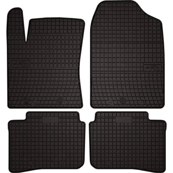 Tappetini Auto In Gomma Adatto Per Hyundai I10 Iii (2019-, Hatchback) Neri, Set 4 Pz, Con Fissaggi-image