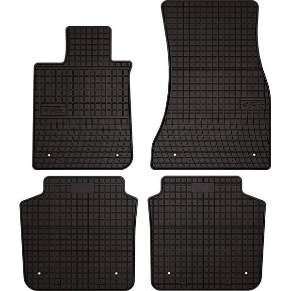 Tappetini Auto In Gomma Adatto Per Bmw 7 G12 (2015-2022, Berlina Long) Neri, Set 4 Pz, Con Fissaggi-image