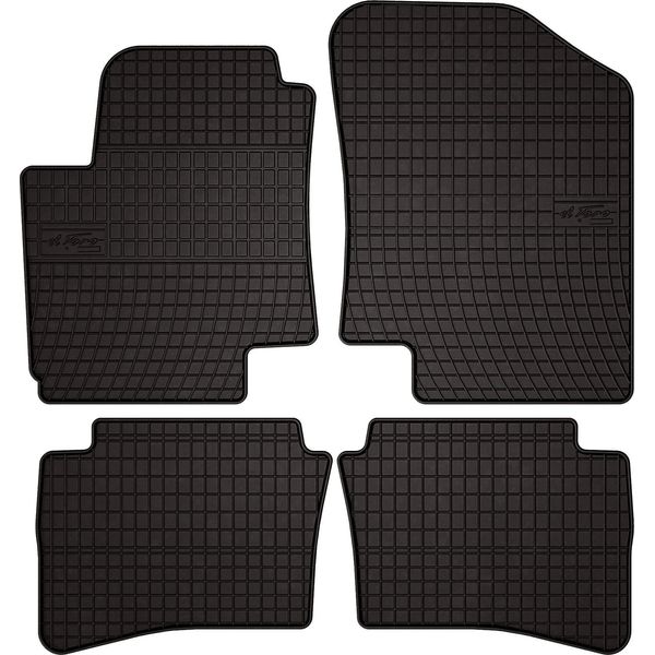 Tappetini Auto In Gomma Adatto Per Hyundai I20 I (2008-2014, Hatchback) Neri, Set 4 Pz, Con Fissaggi-image