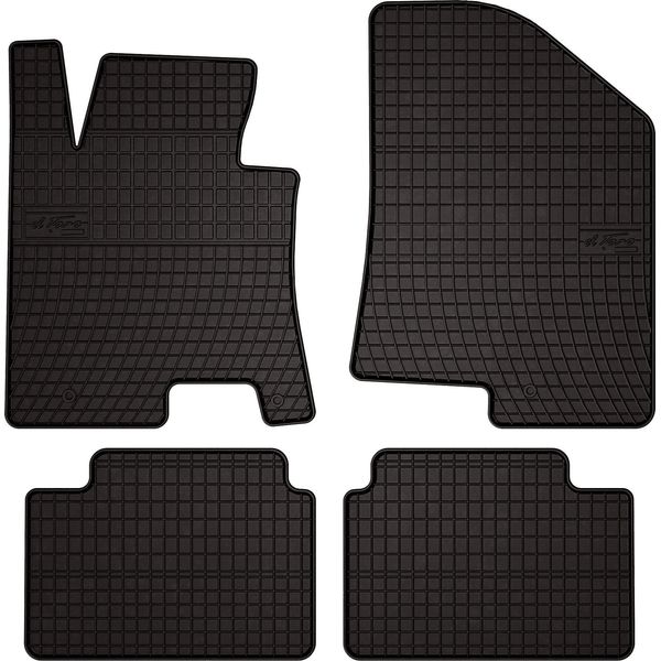 Tappetini Auto In Gomma Adatto Per Hyundai I30 Ii (2011-2017, Hatchback, Station Wagon, Wagon) Neri, Set 4 Pz, Con Fissaggi-image