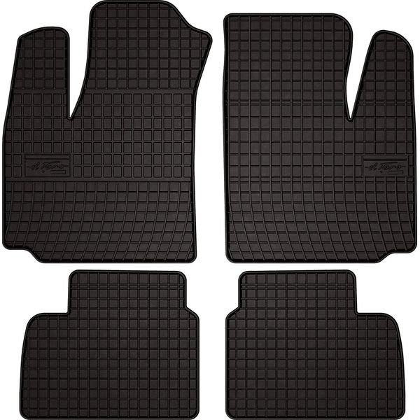 Tappetini Auto In Gomma Adatto Per Fiat Doblo I (2000-2009, Multispazio) Neri, Set 4 Pz, Con Fissaggi-image